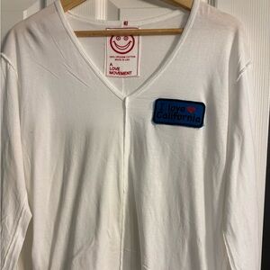 A love movement brand White 'I Love California' V-Neck Top. Never worn